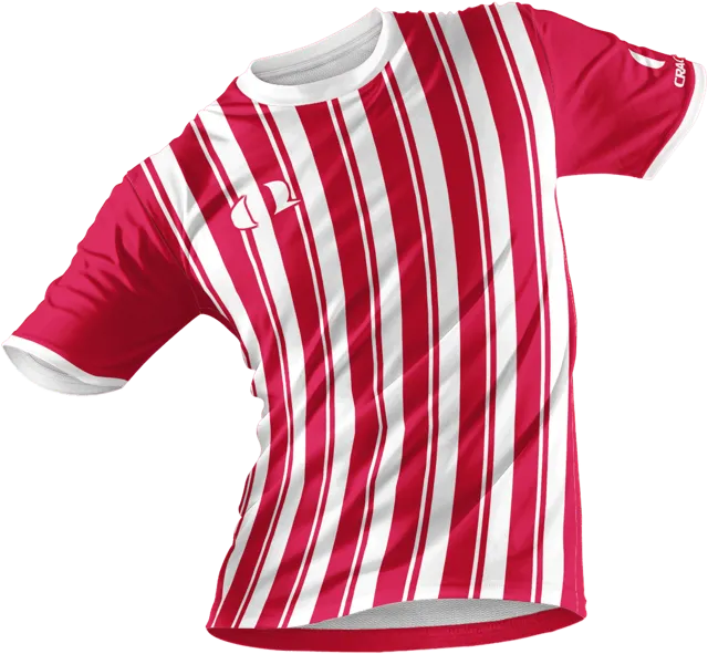 Red and white vertical stripe custom soccer jersey