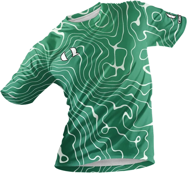 Green topographic all-over wrap print soccer jersey