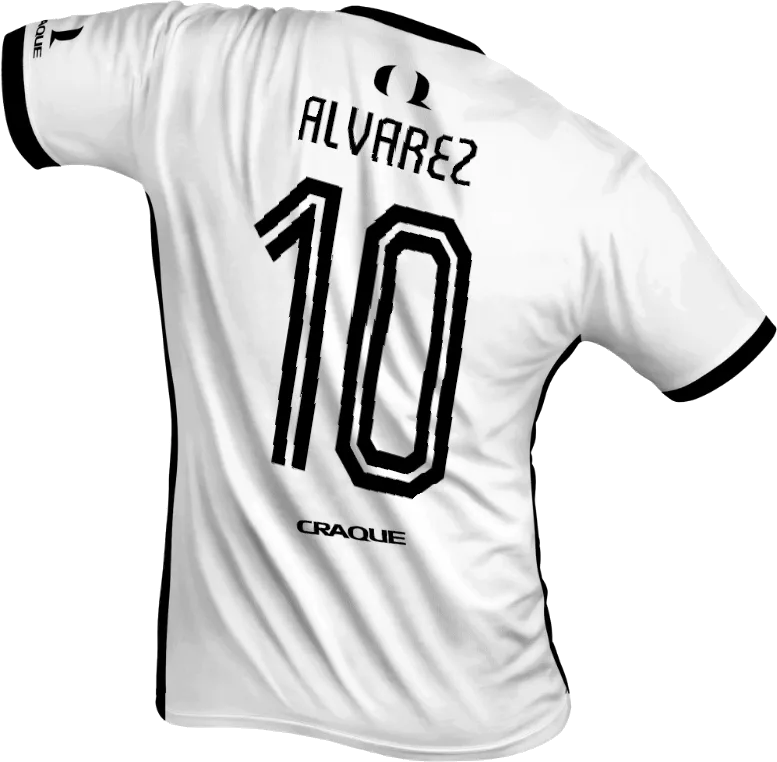 Back of a custom soccer jersey with player name ALVAREZ and number 10